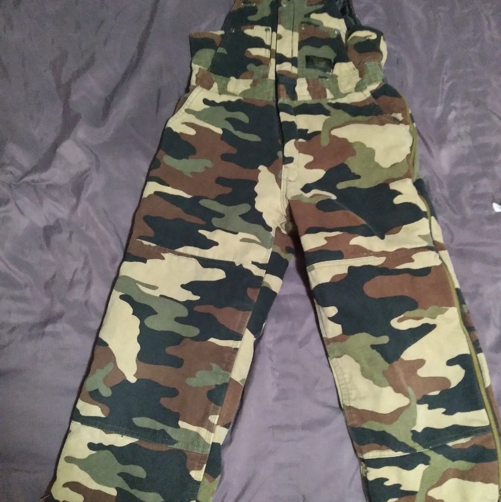 Boys camo winter bibs